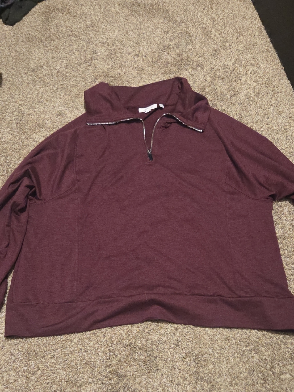Chico's Zip Mock Collar - Deep Burgundy